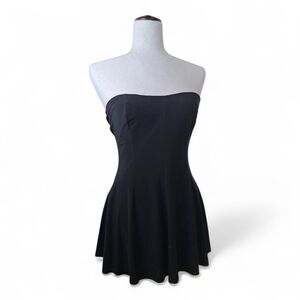 Norma Kamali Strapless Black One Piece Skirted Swimsuit S